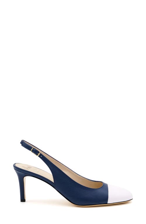 Amalfi By Rangoni Lauretta Slingback Cap Toe Pump In Navy Parm/white Parm