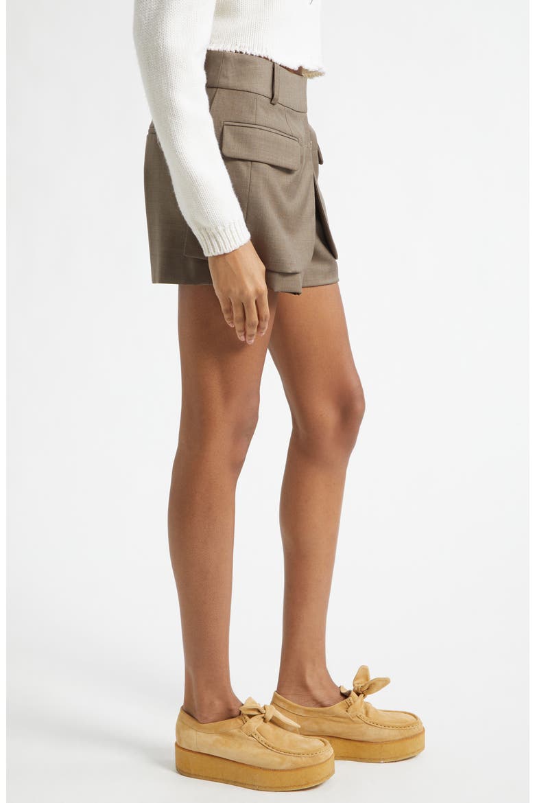 Jacket Hem Wool Shorts, Alternate, color, DARK TAUPE