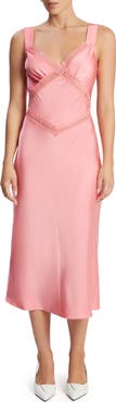 Bardot Emory Lace Trim Cutout Satin Midi Slipdress
