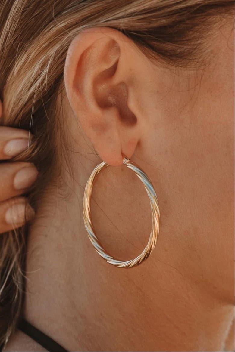 Bold Twisted Hoops, Alternate, color, Gold