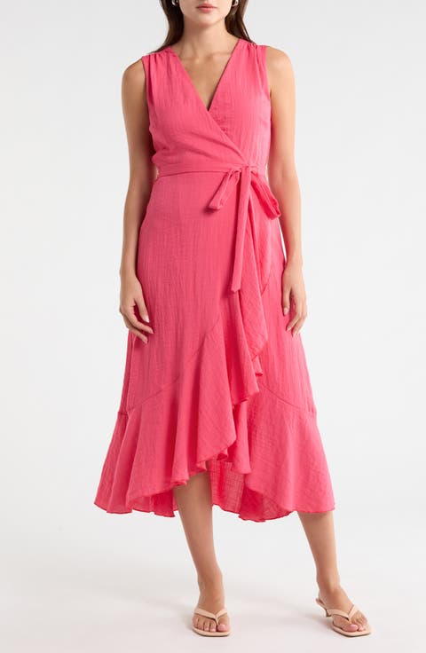 Sleeveless Faux Wrap Dress