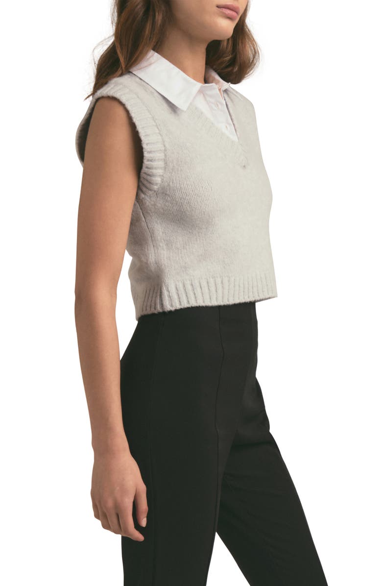 Favorite Daughter The Leigh Collar Sweater Vest, Alternate, color, Light Grey