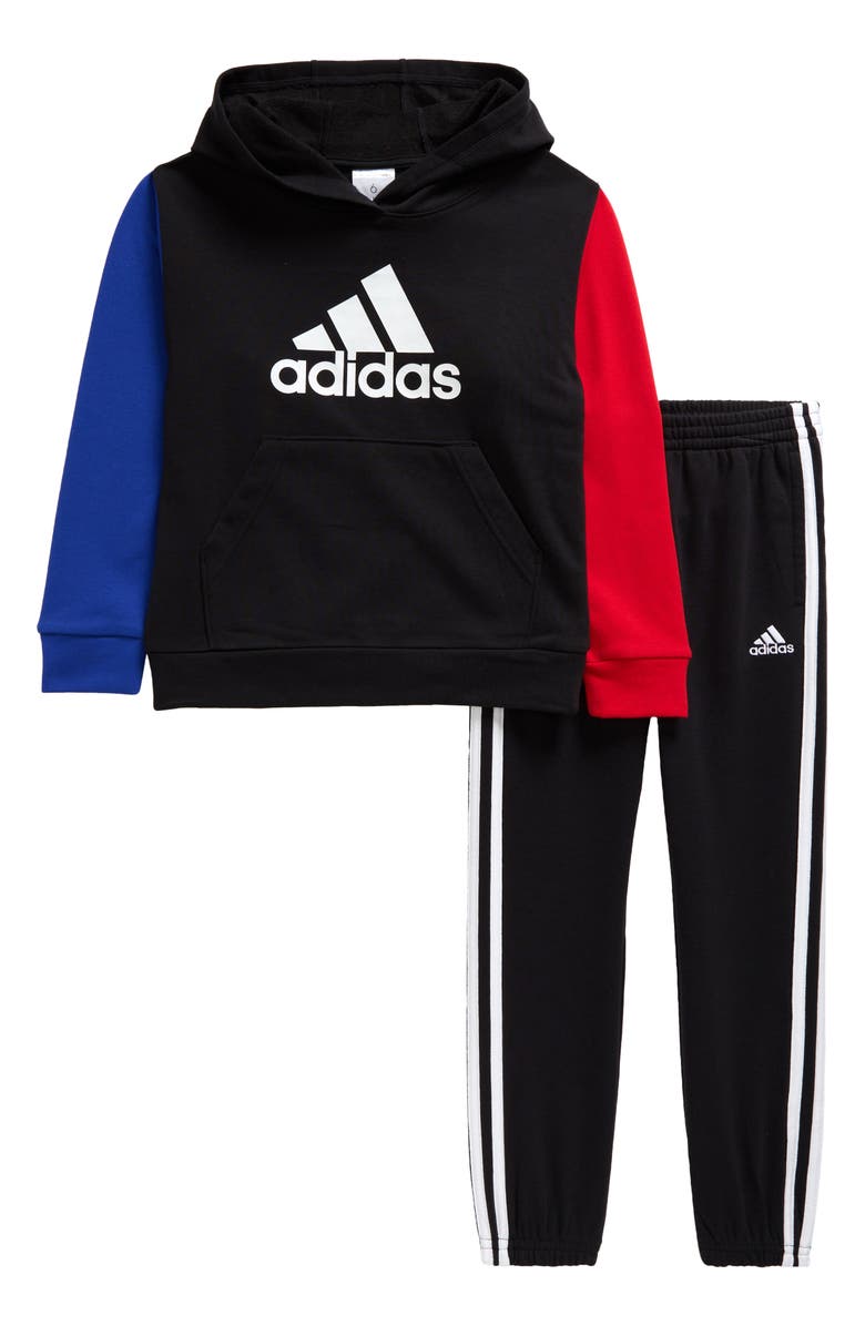 adidas Kids' Colorblock Fleece Hoodie & Joggers Set, Main, color, 