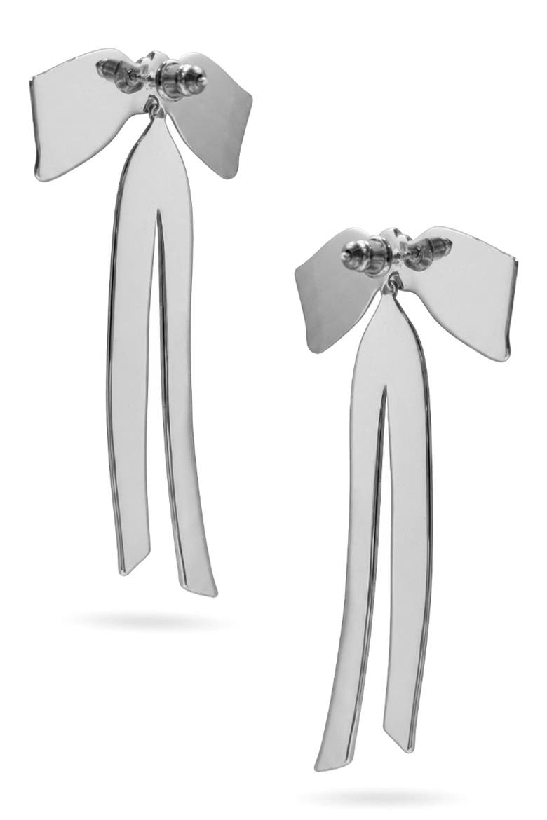 Bow Statement Drop Earrings, Alternate, color, SILVER