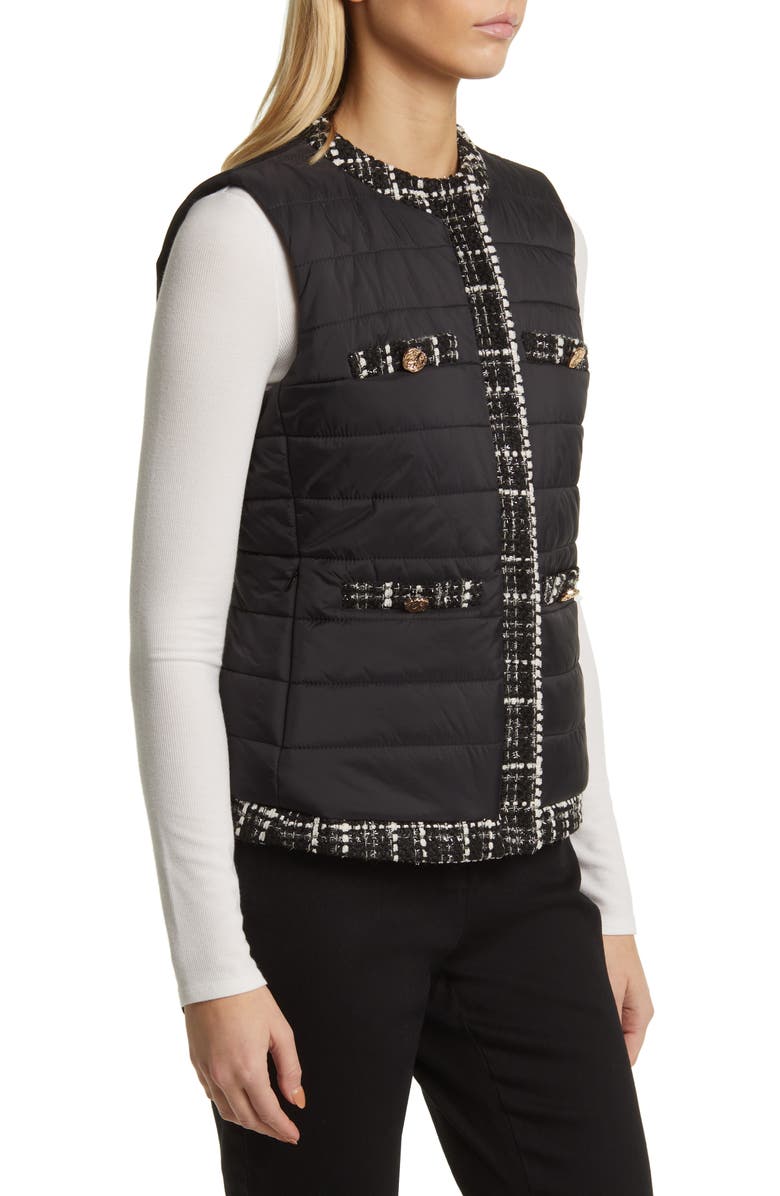 Anne Klein Tweed Trim Quilted Vest, Alternate, color, 