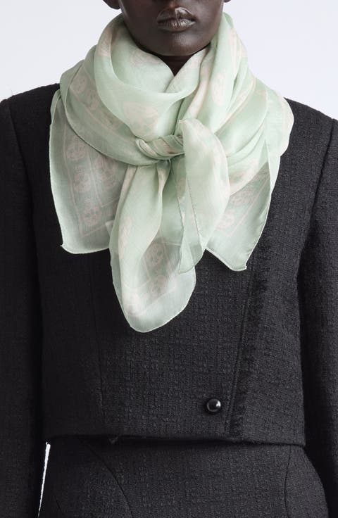 Skull Print Silk Scarf
