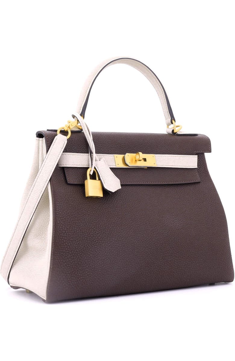Pre-Owned Hermes Kelly Handbag Bicolor Togo with Brushed Gold Hardware 28, Alternate, color, Bicolor - Chocolat/Beton