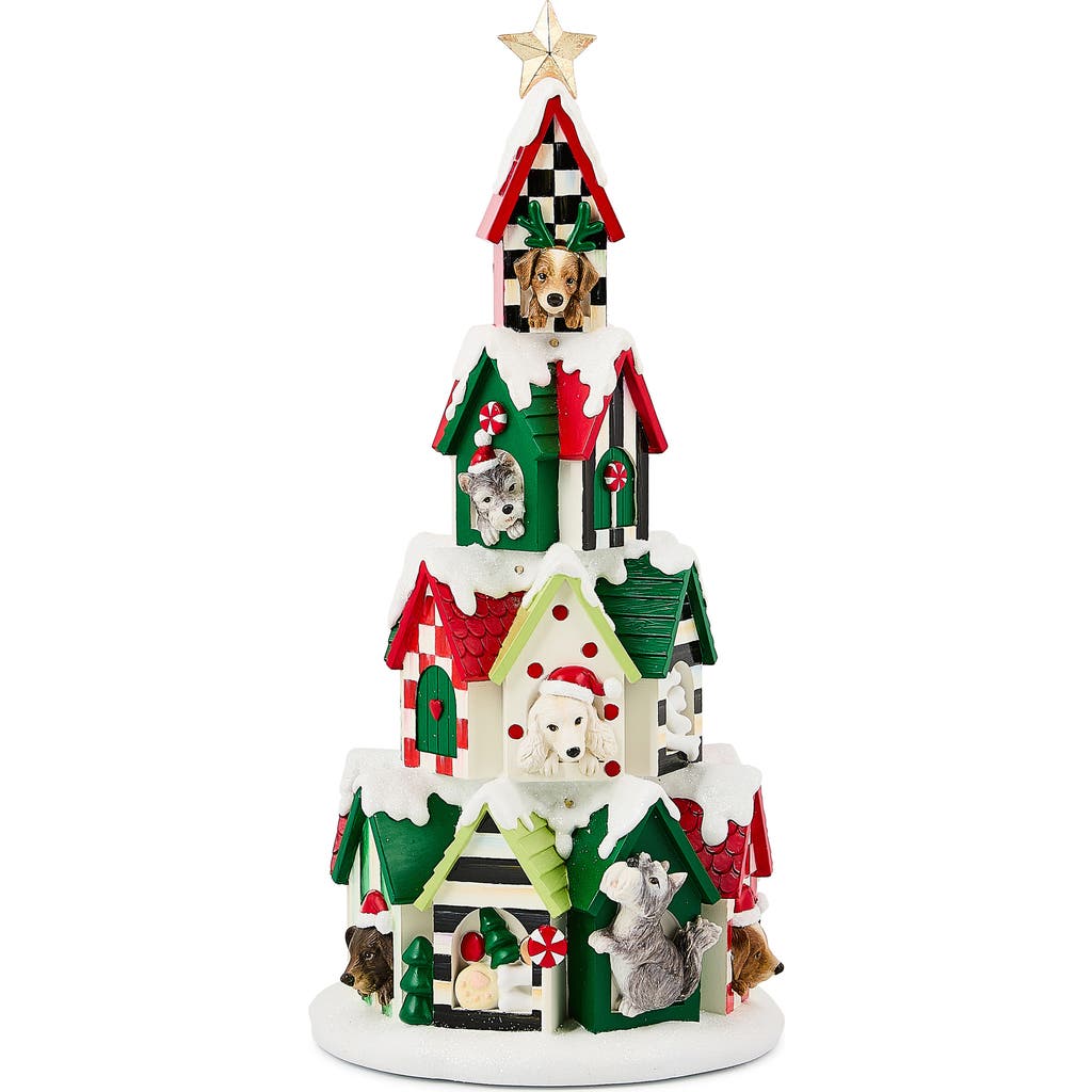 Mackenzie-childs Mackenzie Childs Check It Out Illuminated Dog House Tower In Green