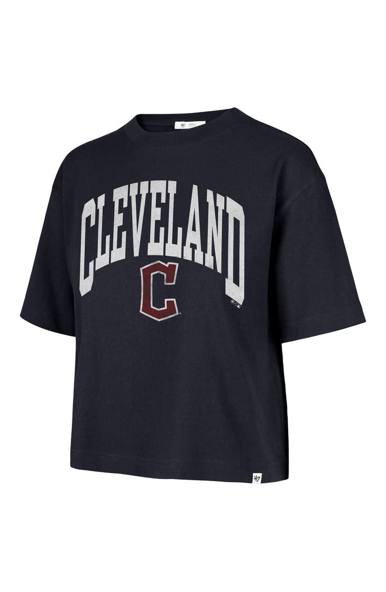 '47 Women's '47  Navy Cleveland Guardians City Connect Shale Drop Shoulder Cropped T-Shirt, Alternate, color, 