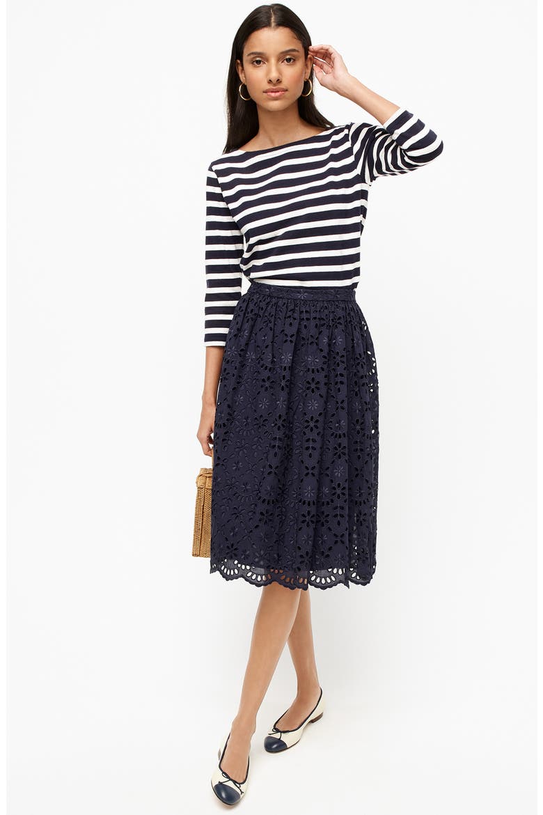 Eyelet Skirt, Alternate, color, NAVY