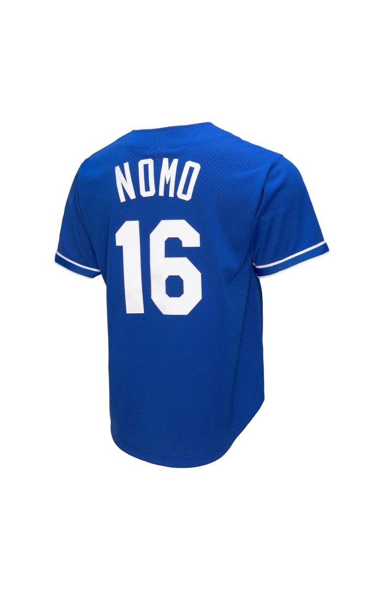 Mitchell & Ness Men's Mitchell & Ness Hideo Nomo Royal Los Angeles Dodgers Cooperstown Collection Mesh Batting Practice Button-Up Jersey, Alternate, color, 