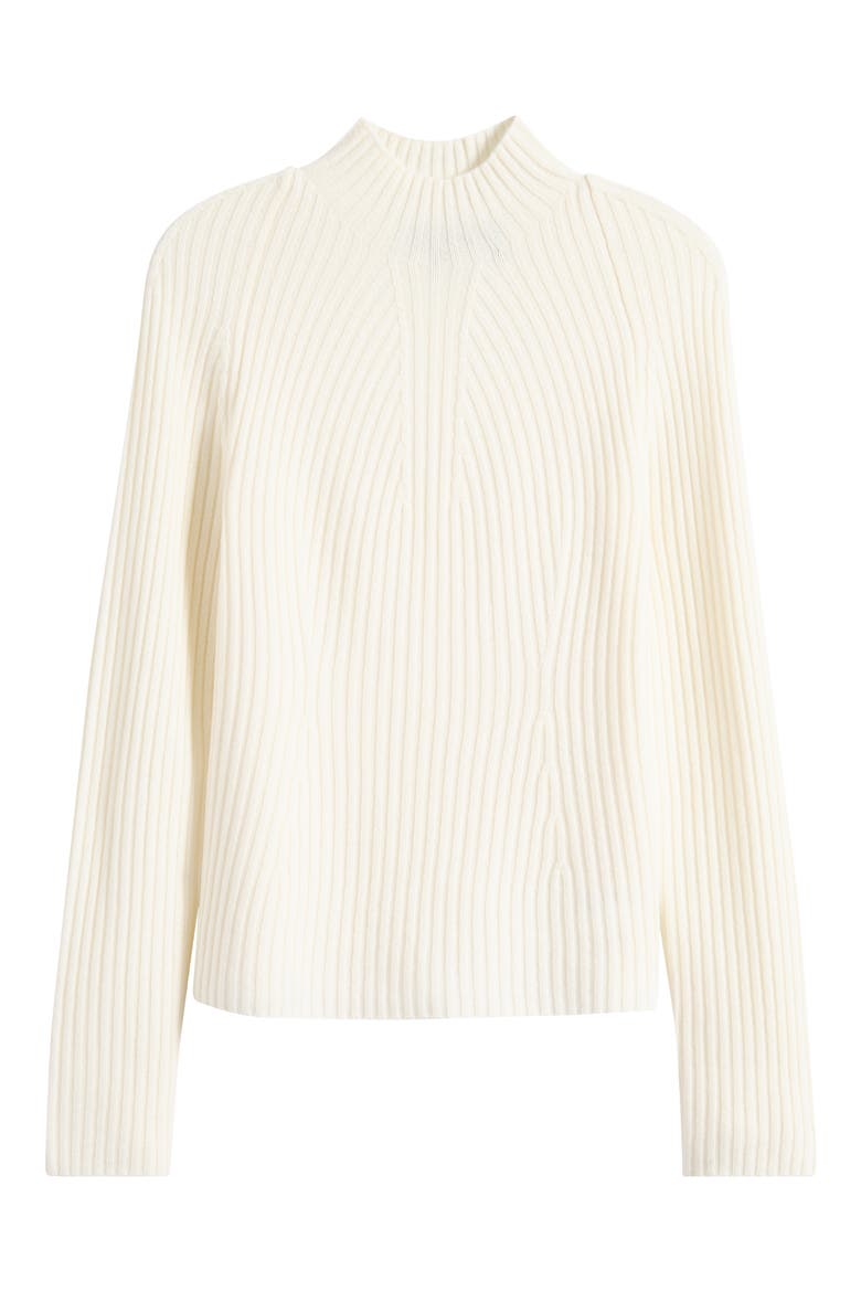 Traveling Mock Neck Rib Cashmere Sweater, Alternate, color, IVORY