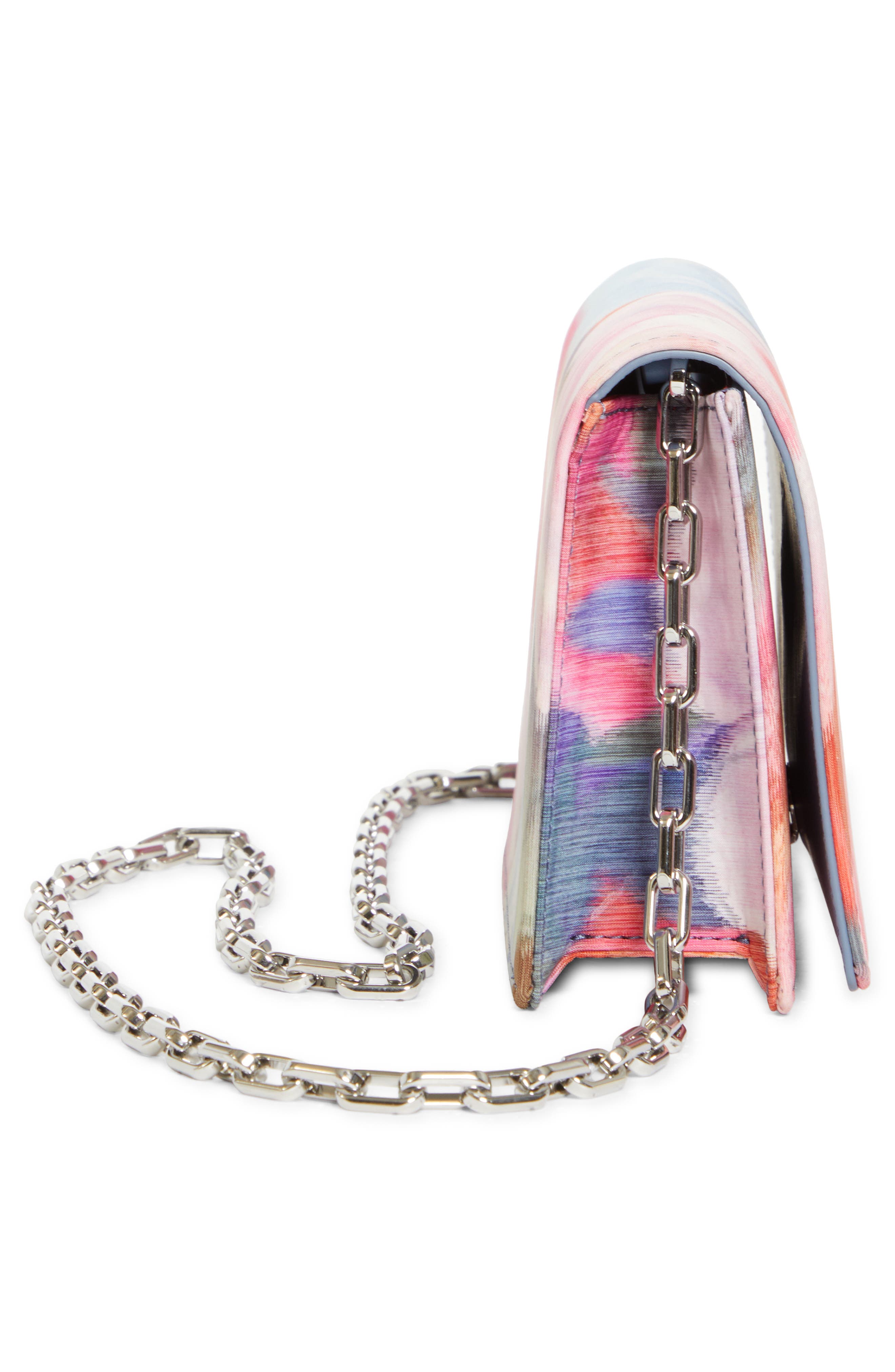 Christian Louboutin Bettina Floral Tissu Chiné Clutch, Alternate, color, Pink Multi/ Silver