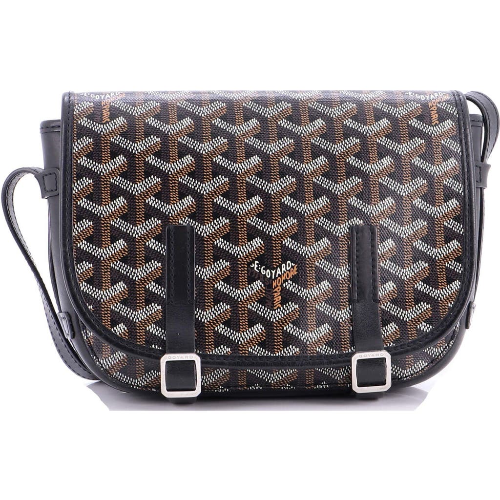 Pre-owned Goyard Goyard Belvedere Messenger Bag Coated Canvas Pm In Black