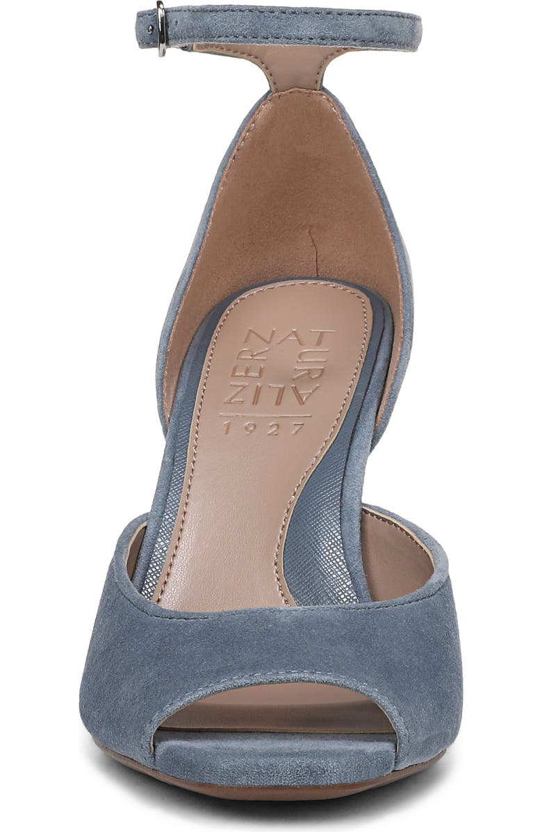 Naturalizer Asha Ankle Strap Peep Toe Pump, Alternate, color, Blue Ash Suede