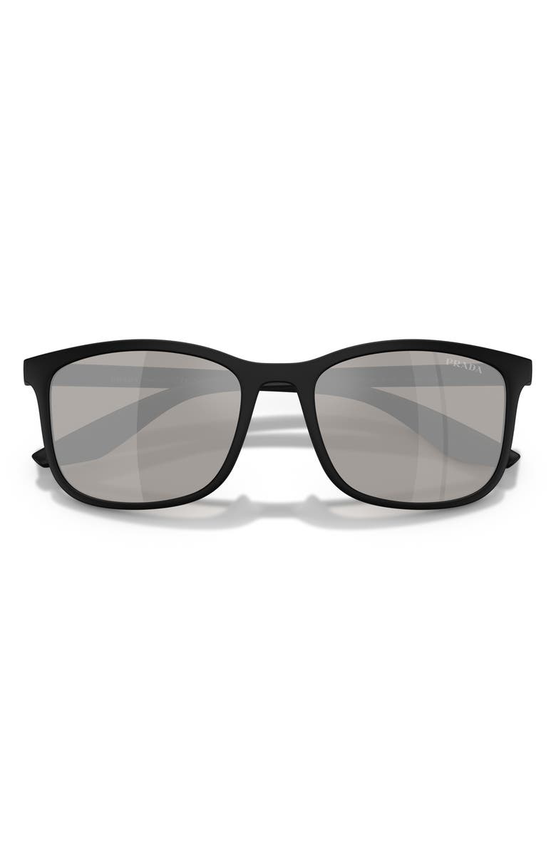 Prada Linea Rossa 56mm Pillow Sunglasses, Alternate, color, Matte Black/ Grey Silver