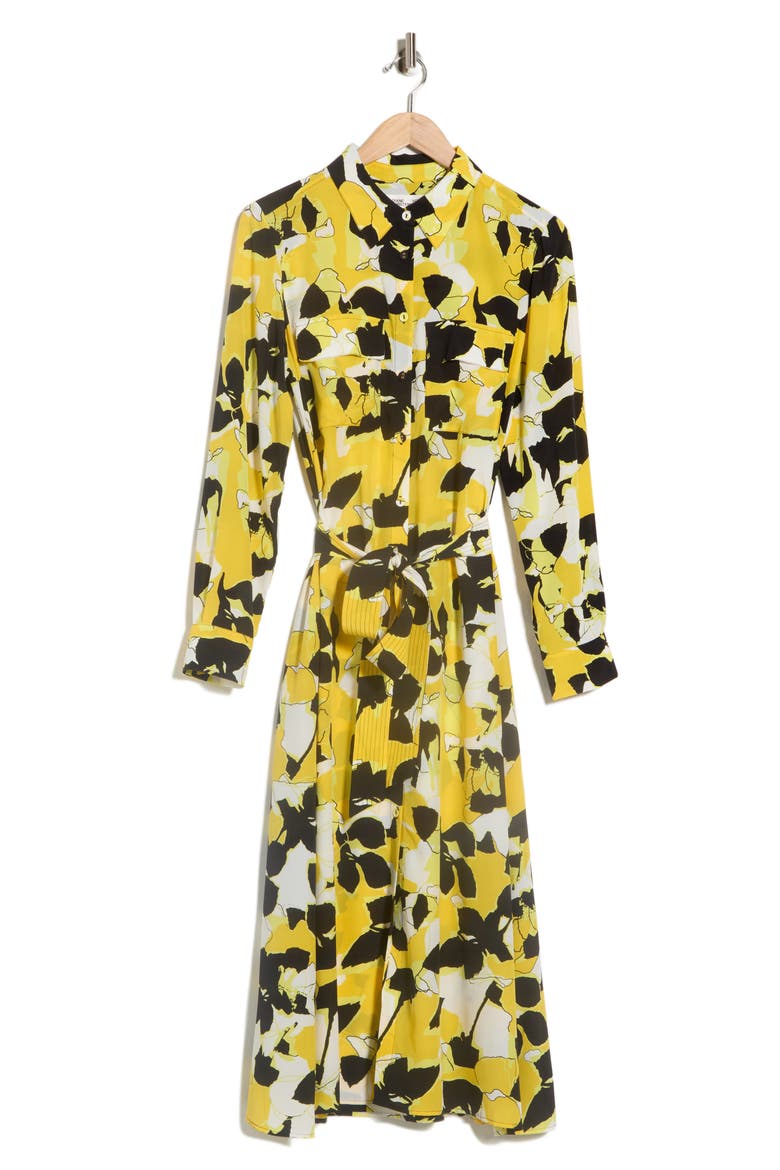 Maya Long Sleeve Silk Shirtdress, Alternate, color, EGONS FLORAL YELLOW