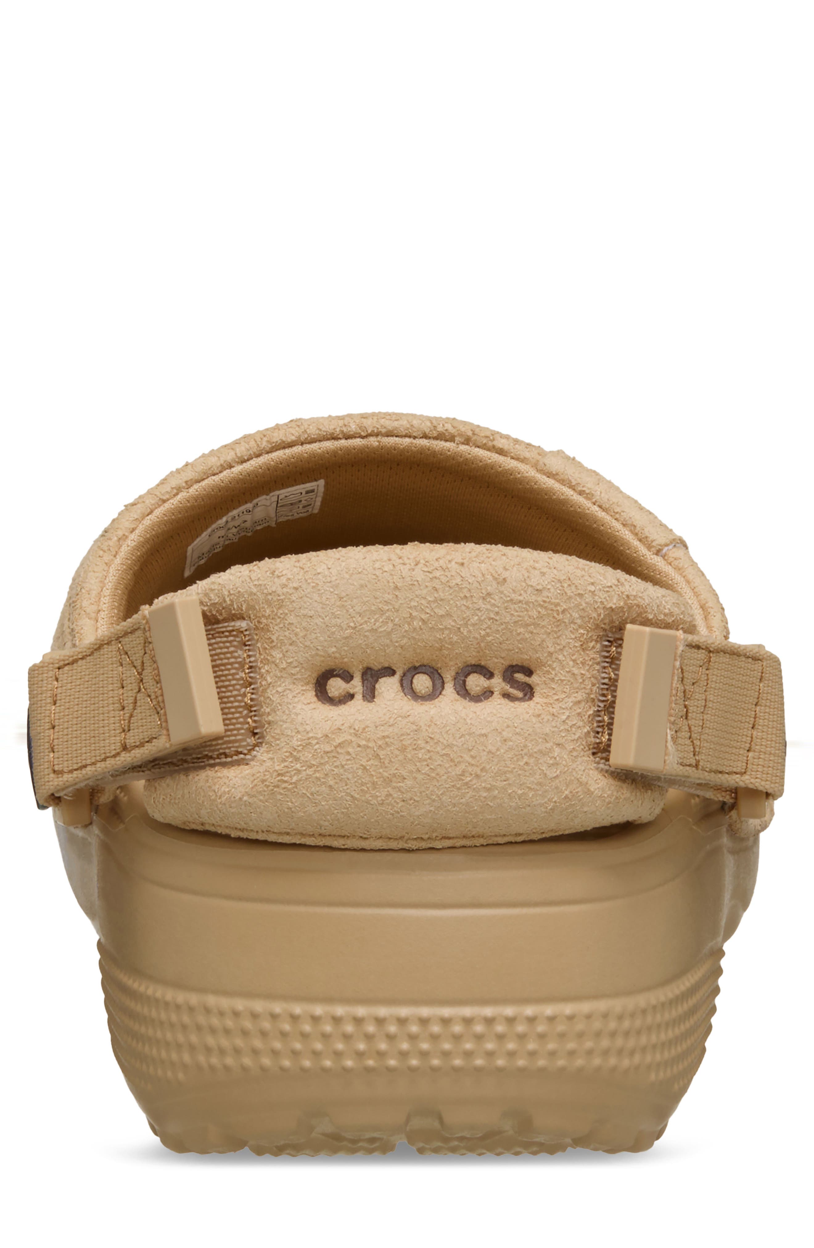CROCS Classic Crafted Faux Suede Clog, Alternate, color, Cashew