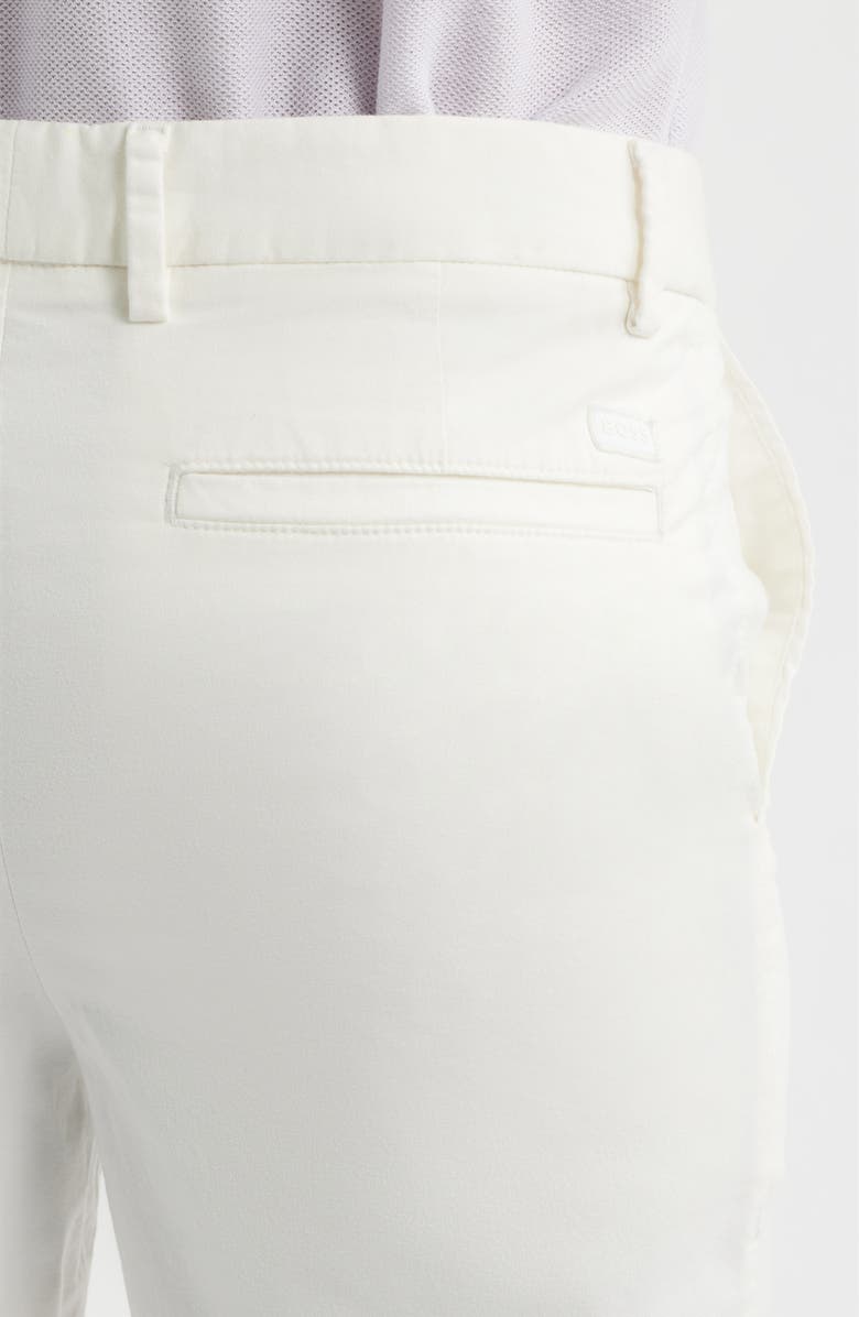 BOSS Kane Flat Front Stretch Cotton Chino Shorts, Alternate, color, White