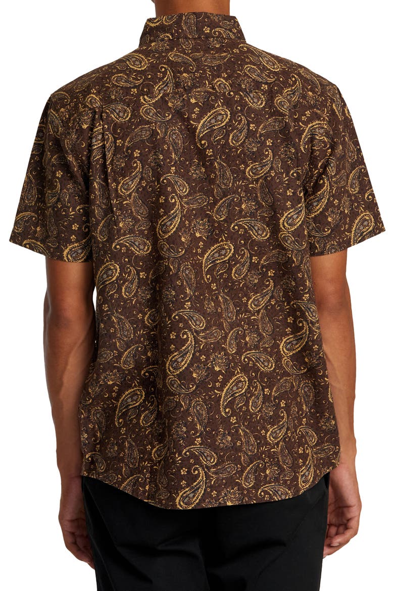 Rvgazi Floral Short Sleeve Button-Up Shirt, Alternate, color, CHOCOLATE