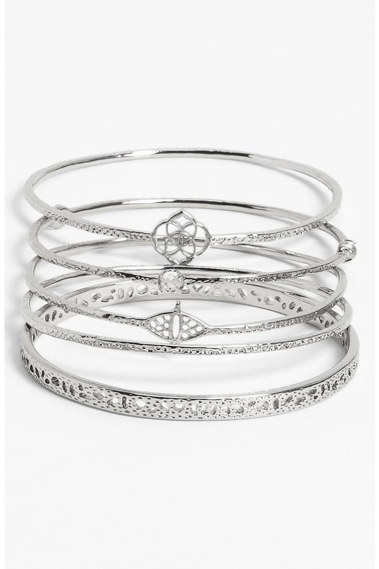 'Jordana' Bangles, Main, color, SILVER/ CRYSTAL QUARTZ
