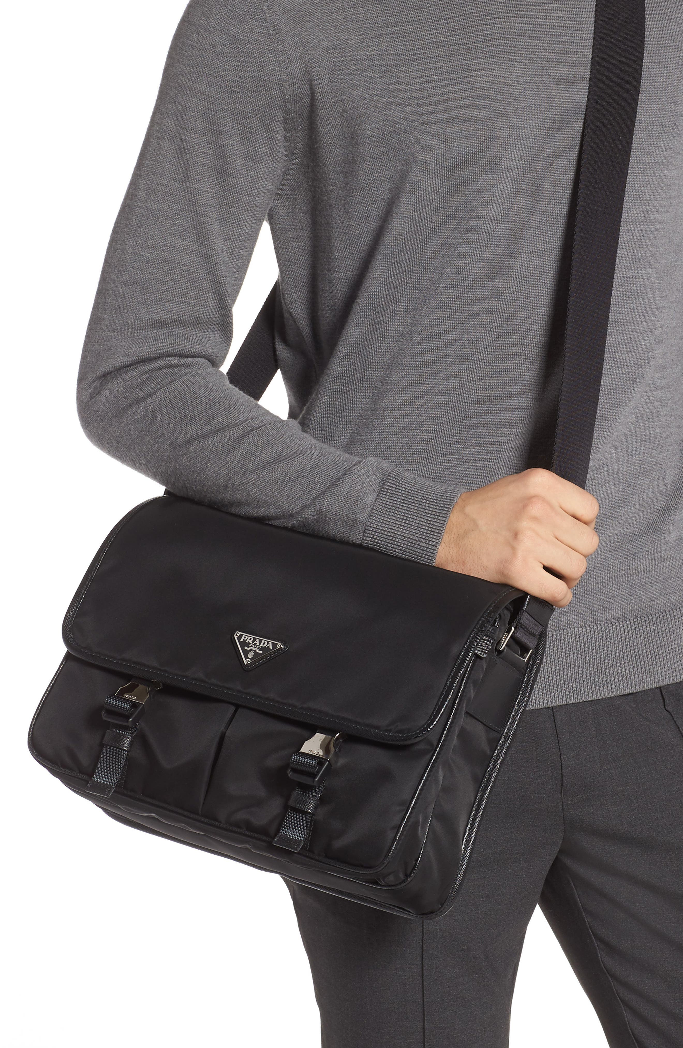 Prada Nylon Messenger Bag, Alternate, color, 