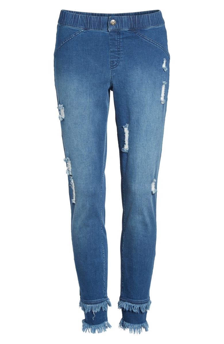 Zeza B by Hue Shipwreck Distressed Denim Leggings, Alternate, color, 