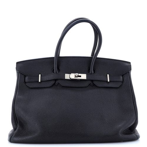 Pre-owned Hermes Hermes Birkin Handbag Black Clemence With Palladium Hardware 35 In Black