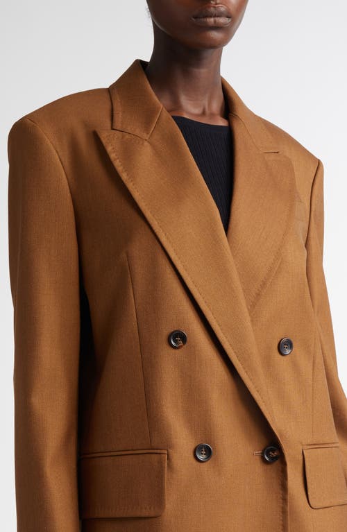 Shop Max Mara Palanca Double Breasted Wool & Mohair Blend Blazer In Tobacco