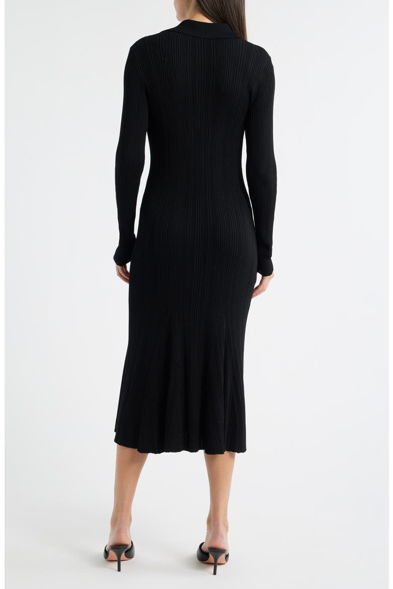 Variegated Rib Long Sleeve Midi Sweater Dress, Alternate, color, BLACK