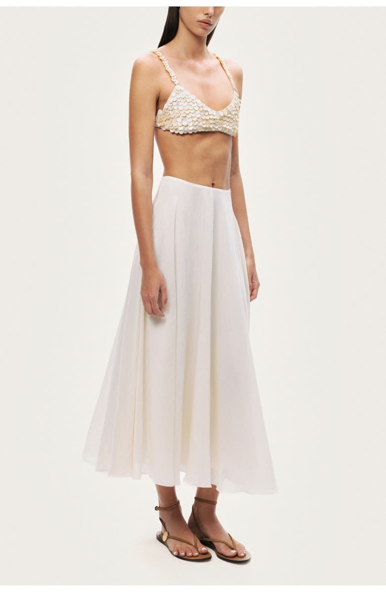 Nocturne Flowy High-Waisted Midi Skirt, Alternate, color, Ivory