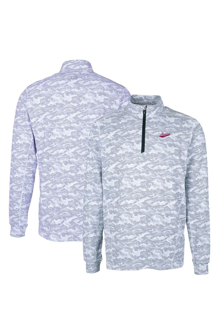 Men's Cutter & Buck Charcoal New Mexico State Aggies Vault Big & Tall Traverse Camo Print Stretch Quarter-Zip Pullover Top, Alternate, color, Charcoal