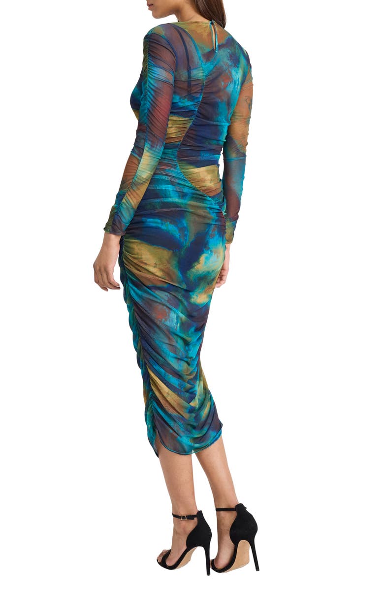 DONNA MORGAN FOR MAGGY Long Sleeve Mesh Dress, Alternate, color, Teal/ Spectrum Green