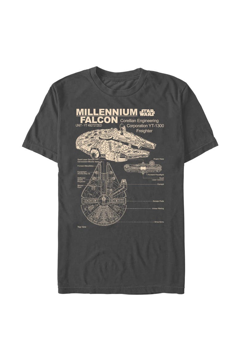 Men's Star Wars A New Hope Corellian Freighter  Graphic T-Shirt, Main, color, Charcoal