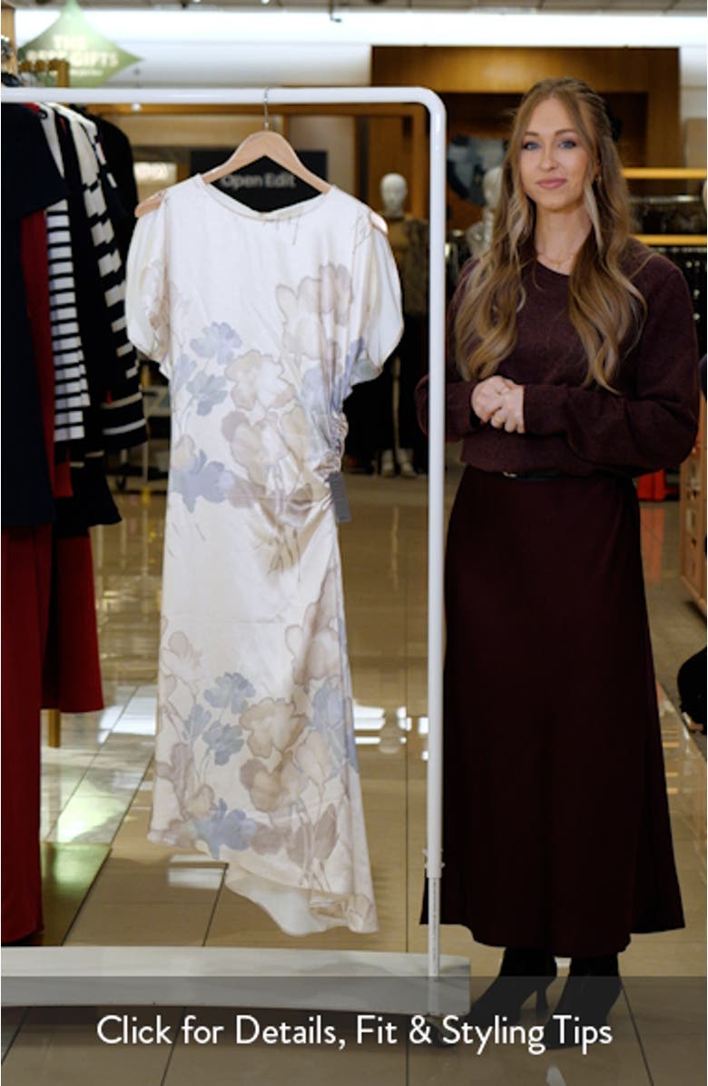 Draped Satin Midi Dress, sales video thumbnail