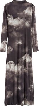 Noisy may Luna Mock Neck Long Sleeve Mesh Dress