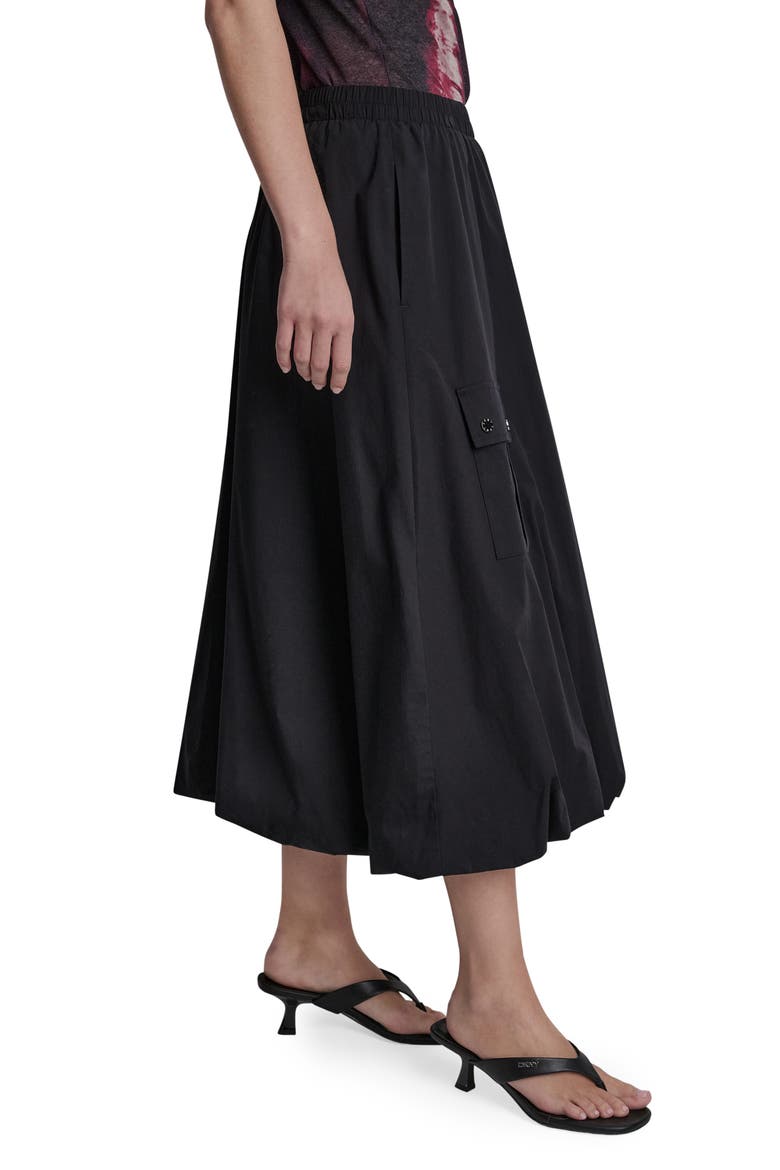 Cargo Poplin Bubble Midi Skirt, Alternate, color, BLACK