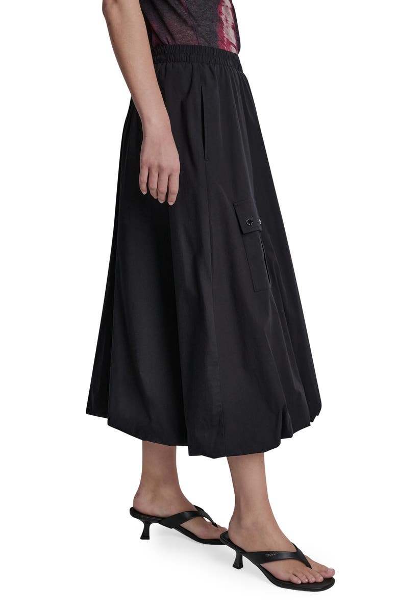 DKNY Cargo Poplin Bubble Midi Skirt, Alternate, color, Black