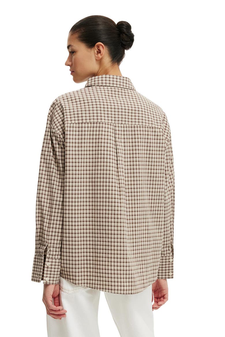 Women's Sloane Oversized Shirt, Alternate, color, Micro Check Honey Beige Rich