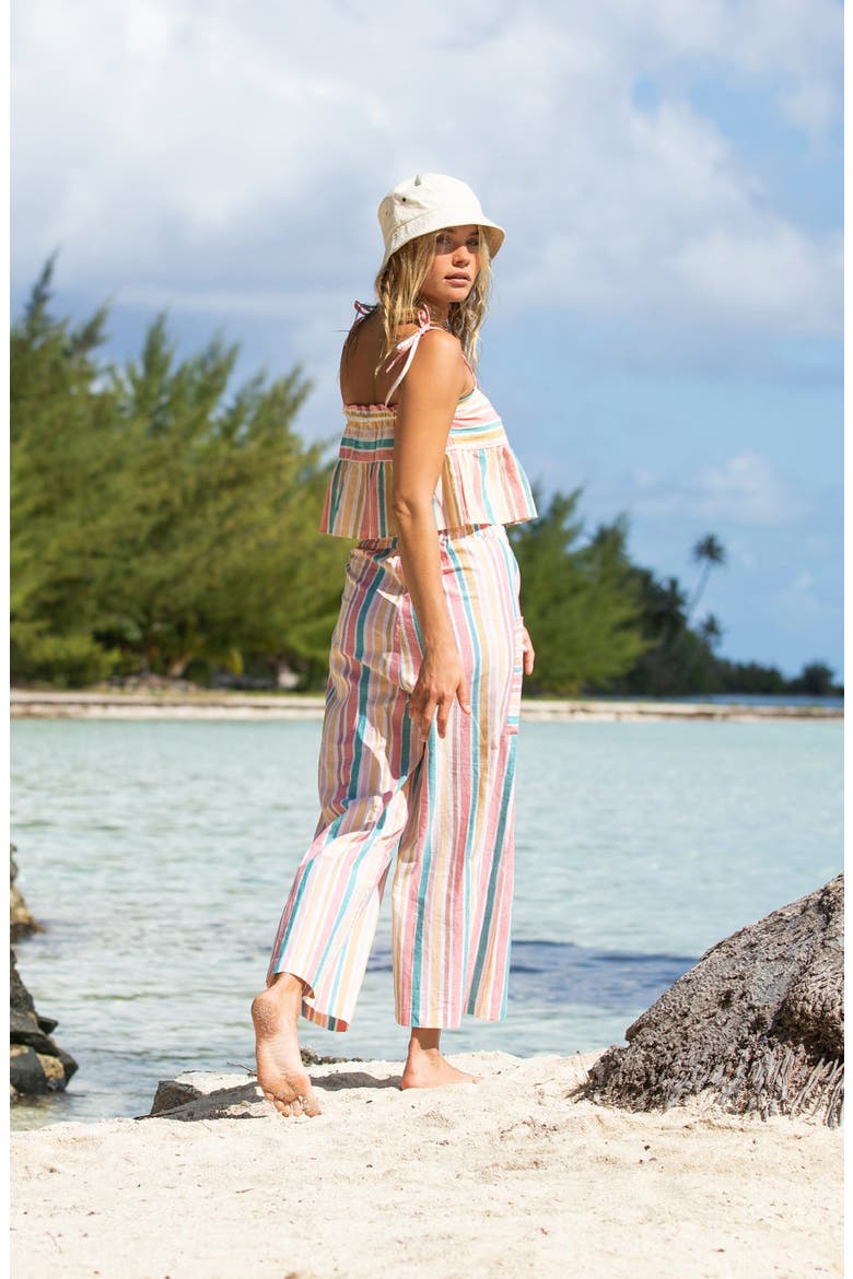 Stripe Cotton & Linen Blend Camisole, Alternate, color, SNOW WHITE ALOHA STRIPE