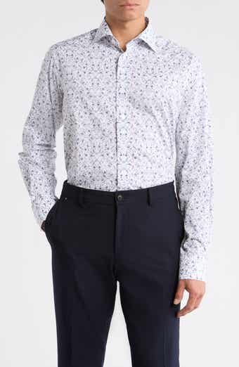 Eton Contemporary Fit Floral Fine Cotton Twill Dress Shirt