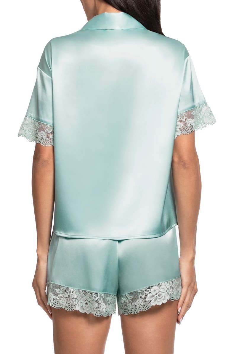 In Bloom by Jonquil Lillie Lace Trim Satin Shorts Pajamas, Alternate, color, Pale Turquoise
