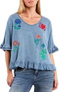 Billy T Floral & Heart Ruffle T-Shirt