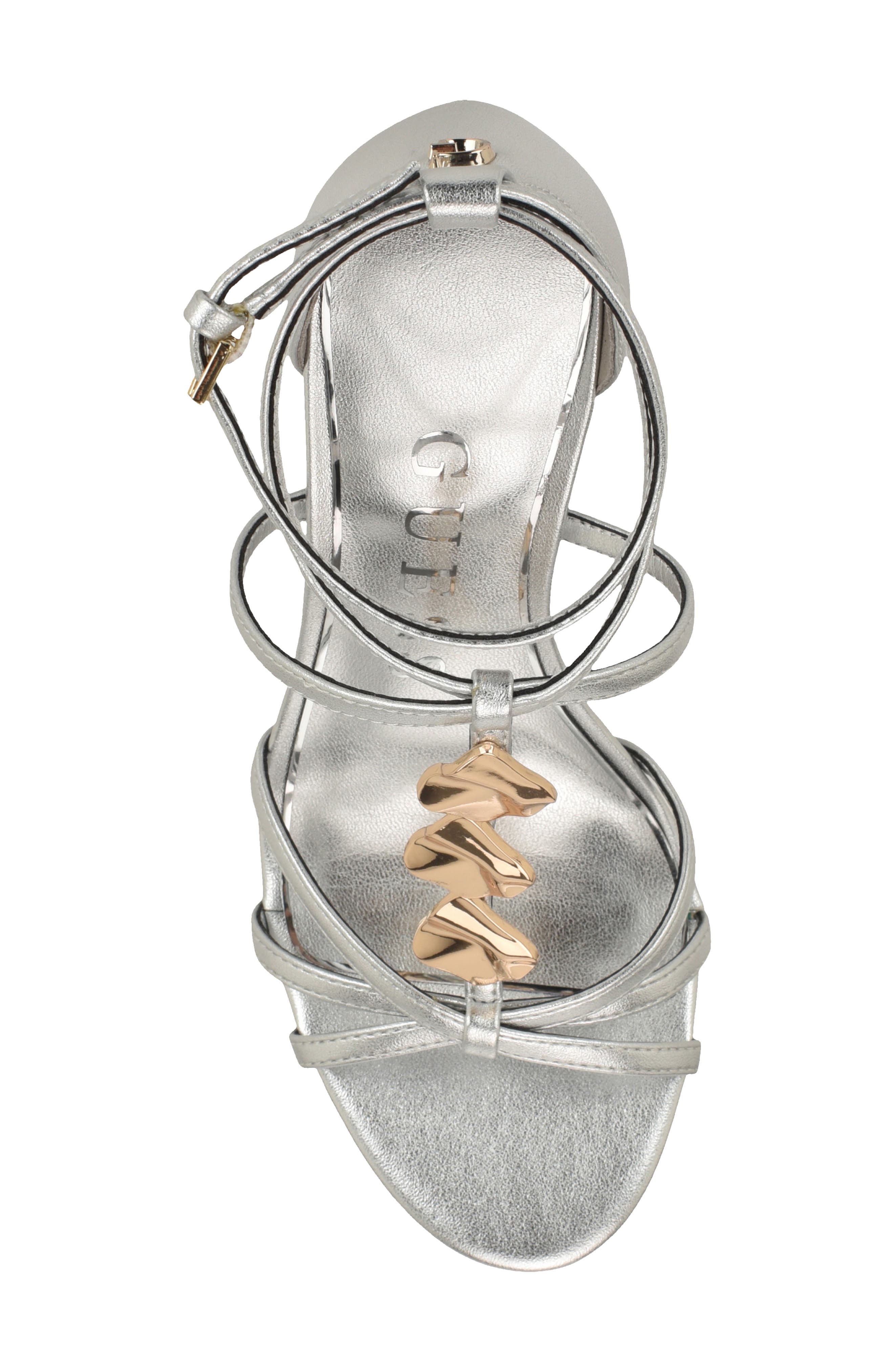 GUESS Chaella Ankle Strap Sandal, Alternate, color, Silver