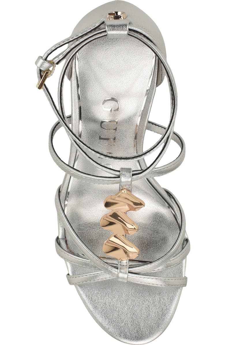 GUESS Chaella Ankle Strap Sandal, Alternate, color, Silver