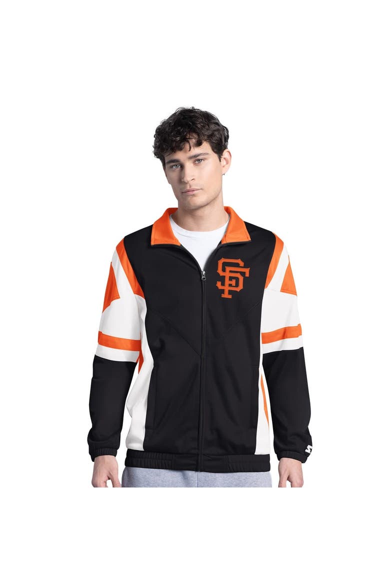 Men's Starter Black/Orange San Francisco Giants Contender Tricot Full-Zip Track Jacket, Alternate, color, Black