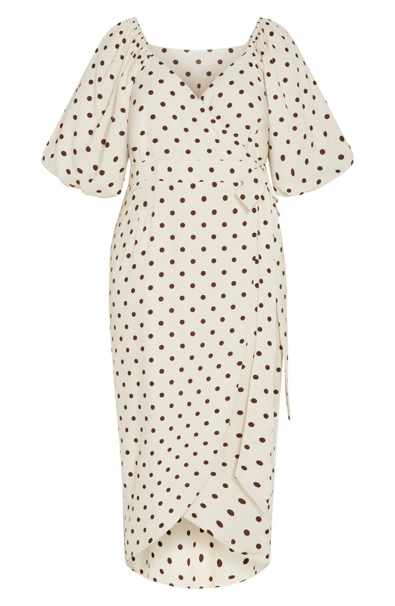 City Chic Claudine Faux Wrap Chiffon Midi Dress, Alternate, color, Sweet Spot