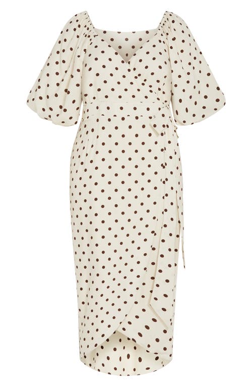 City Chic Claudine Faux Wrap Chiffon Midi Dress In Sweet Spot