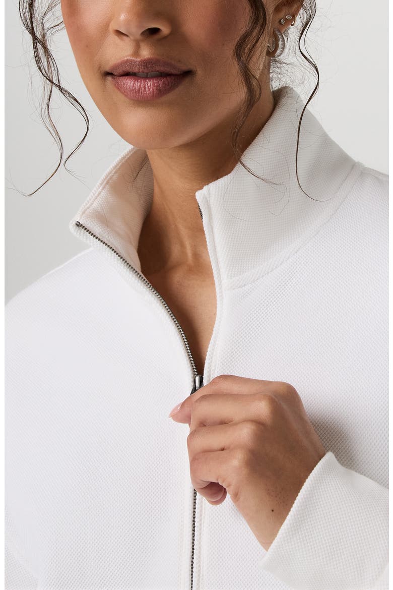 Piqué Half Zip Fleece Pullover, Alternate, color, WHITE