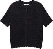 MANGO Open Stitch Short Sleeve Cotton Cardigan